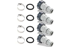 TonGass (4-Pack) Replacement Threaded to Clamp Style Hose Adapter for Intex Pool Sets with 1.5 and 1.25-Inch Hose Fits Filter Pumps, Chlorine Generators, Salt Systems with Threaded Hoses Connections