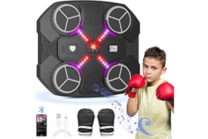 BUBA Music Boxing Machine, Smart Bluetooth Music Boxing Machine, Wall Mounted Punching Machine, USB Charging Box Equipment with 3 Speed Levels, Box Gloves, Cool Lights for Boys Girls Gift (Black)