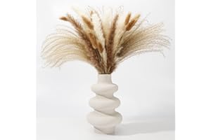 MIIEPLS Vase für Pampasgras Weiß, Keramik Vase Moderne Deko Kunst Vase, Handmade Vase Matt, Donut Spiral Blumenvase Runde Vase Mit Loch, Abstraktion Blumenvase für Wohnzimmer Büro Dekoration