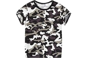 VUNCIO Tee Shirt Camouflage Enfant Fille Garçon Manche Courte 1-14 Ans Pas Cher Tshirt Militaire Adolescent Garcon Fille été Chic Confortable Casual Fashion Sport Vacances Top Hauts