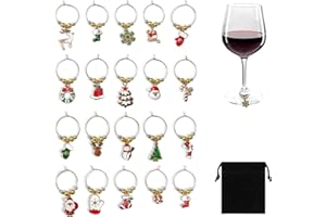 VLYX - Juego de 30 adornos para copas de vino con bolsa de terciopelo: etiquetas divertidas para copas, identificadores para Navidad, Halloween, San Valentín y fiestas de cumpleaños.