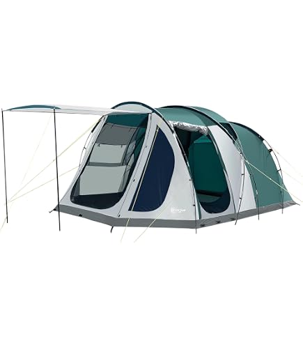 High Peak Kuppelzelt Tessin 5, Campingzelt mit Vorbau, 2 Eingänge, Familien- Zelt für 5 Personen, extra hoher Eingang, doppelwandig, 2.000 mm wasserdicht, Ventilationssystem, Moskitoschutz Sport & Freizeit