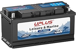 UPLUS NEW TECHNOLOGY BATTERY UPLUS Leisure Battery replace for 90AH 88AH(C100) 80AH(C20) 650A(EN) CCA 12V UPL-80PRO for Marine/Caravan, Motorhome, Maintenance Free Starting Batteries 351Lx174Wx173H(mm)