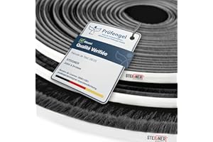 STEIGNER 5m Joint brosse adhésif pour porte coulissante NOIR, bande de brosse anti-poussière, hauteur 20 mm