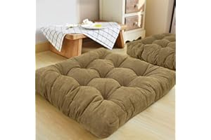 HIGOGOGO Floor Pillow, Square Meditation Pillow for Seating on Floor Solid Thick Tufted Seat Cushion Meditation Cushion for Yoga Living Room Sofa Balcony Outdoor(Olive Green,55x55cm)