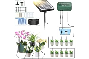 PChero Kit Arrosage Goutte à Goutte Automatique, Pompe Systeme Arrosage Solaire Goutte a Goutte Matériel D'arrosage avec 15M Tuyau Arrosage pour Jardin Potager Balcon Pot de Plantes Exterieur
