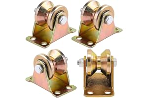 COATCOOL 4 Pezzi Ruote Cancello Scorrevole, Puleggia a V Puleggia Carrucola per Edilizia Sollevamento, Pulegge per Funi Capacità di Carico 210kg, Carrucola Piccola con Cuscinetti in Acciaio per Funi Metalliche