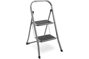 VonHaus Escabeau 2 Marches Antidérapant – Escabeau Pliable Facile à Ranger – Capacité Maximale de 150 kg – Échelle de Qualité pour Bricolage et Jardinage en Acier Durable