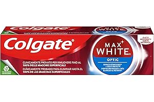 COLGATE - Dentifrice Blancheur Max White Optic - Blancheur Instantanée Cliniquement Prouvée - Élimine jusqu'à 100% des tâches à la Surface des Dents - Lot de 1 Tube de 75ml