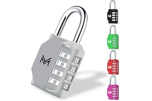 MERCURYAL Cadenas Combinacion – Cadenas de sécurité 4 chiffres – 1/2 pièces Noir – Cadenas Valise, Gymnase, Tiroirs, Gym (1 unité, Argent)