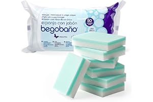TJTFJS Begobaño Esponja Jabonosa Desechable. Esponja de Baño de Un Solo Uso con Gel Dermatológico e Hipoalergénico. 50 Unidades