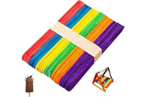 YYGMSS Juego de 200 Palitos de Helado de Madera Espátulas de Lengua Palitos de Cera Bricolaje Manualidades (15 x 1,8 cm, C)