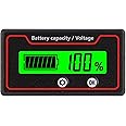 Junlucki Battery Capacity Meter, 12-84V 2 Modes Battery Voltage Indicator for Electric Vehicle Green light