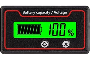 Jectse Misuratore di Batteria, 12V 24V 36V 48V 72V 84V Misuratore di Tensione della capacità della Batteria con Allarme Luminoso, Indicatore di Monitoraggio della Batteria CC Professionale per(Verde)