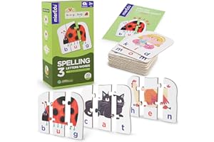 mierEdu Alphabet Puzzle, Phonics Games, Phonics Flash Cards, Lernressourcen, Match and Spell, 20 drei Buchstaben Wörter, 60 Stück Puzzle Lernspielzeug für 3+ Jahre, Geburtstagsgeschenk