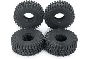 AXspeed 64mm Rubber Tyres Tires Set with Foam for 1/18 TRX4M RC Crawler Car, Pack of 4