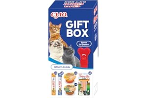 INABA Ciao - Gift Box Dashi Delights - 5 Churu au Poulet - 5 Churu au Thon - 1 Dashi Delight et Flocon de bonite - 1 Filet + 1 cuillère en Cadeau - Pâtée pour Chat