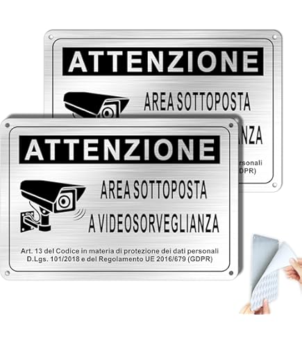 Cartello Area Videosorvegliata - Cartelli Videosorveglianza Per Negozio - Foto 8
