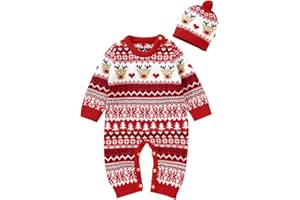 Hadetoto Baby Christmas Rompers Newborn Knitted Girls Boys Onesies Warm Sweater Jumpsuit Outfits