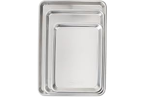 Nordic Ware Naturals Baker's Delight Set di 3 teglie da forno in alluminio naturale con conducibilità termica superiore, bakeware premium made in USA, argento, alluminio