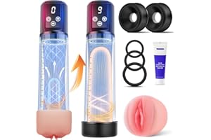 Tagnaff Bomba de Pene para Hombre con 9 Modos de Succión y 9 Modos de Entrenamiento, Juguete Sexual Masturbador, Set de 7 Piezas