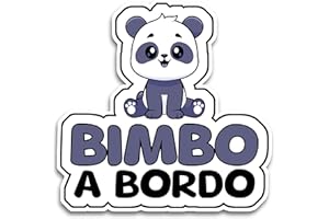 BRATIKI Bimbo a Bordo per Auto, Bambino Panda 16 x 15 cm, Baby on Board Adesivo, Resistente agli UV e Impermeabile, Italy Animal Sticker 12