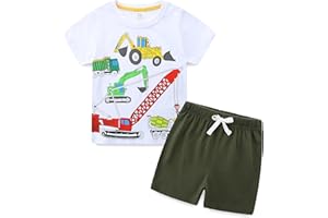 KIDDLETOWN Bekleidungssets für Jungen Cartoon Print Kurzarm Tshirt Tops + Shorts Zweiteiler Set Sommer Kleidung Outfit Kinderkleidung 1-7 Jahre