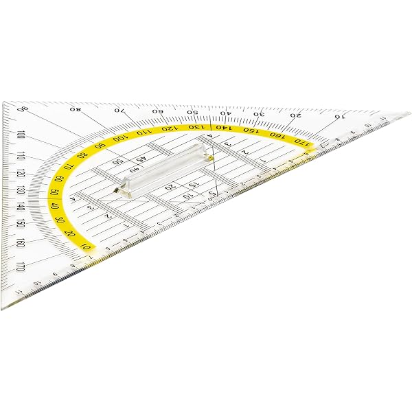 2 Stück Geodreieck Set Mit Griff, 20 Cm Und 14 Cm, Abnehmbarer