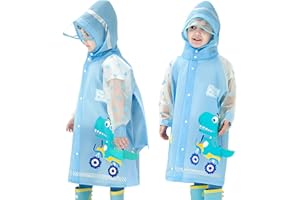 FEWLBY Enfants Imperméables, Fille Garçon Poncho de Pluie Manteaux Imperméables Veste de Pluie à Capuche Réutilisable Cape de Pluie Vêtements de Pluie 5-6 Jahre