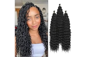 XERTEAM 3 Paquetes de Pelo de Crochet Ondulado Profundo 35,5 cm - Suave Océano para Trenzas Boho, Goddess Box - Pelo Sintético Suave