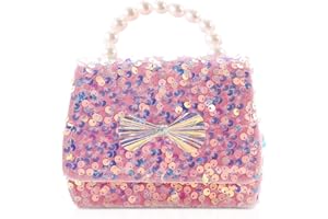 Balakaka Sac a Main pour Fille Petit Sacs à Bandoulière Paillettes Sac Nœuds pour Petit Fille Enfant Petit sac à main à bandoulière pour petites filles Sac Princesse Tendance avec Sangle Réglable
