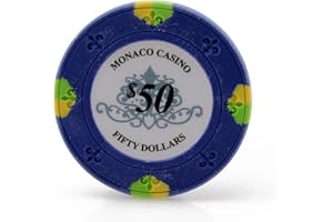 Versa Games Monaco Casino Clay Poker Chips in 13.5g - Pack of 50 - (Choose Color)