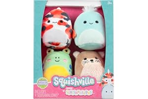 Squishville by Original Squishmallows Pond Squad Plush - Four 2-inch Squishmallows Plush Including Dandii, Onica, Rie, and Limell - Toys for Kids