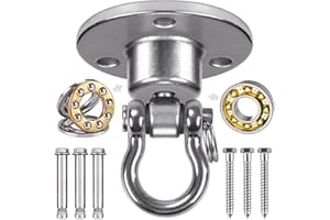 BeneLabel Schaukel Deckenhaken Lager, 360 Drehbar Hängematte Befestigung Schwerlast Hängesessel Aufhängung Boxsack Deckenhalterung ösenhaken Schraube für Holzbalken/Betondecken, Bis 408kg / Rund