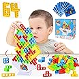 BIQIQI 64 Piezas Tetra Tower Balance Blocks, Tetra Tower Juego Adultos Stack Attack Juego, Juguete de Apilamiento de Equilibrio Juego de Mesa Juguetes Educativos Juguetes de Montessori Regalo