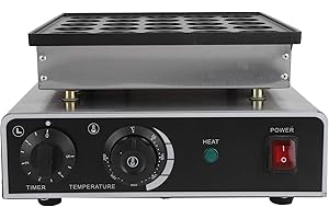 CUEI Pancake Maker, 25 Holes 950W Rapid Heating Non Stick Electric Muffin Machine Waffle Maker with Timer, Temperature Control Knob Stainless Steel Mini Dutch Pancake Baker Maker for Kitchen Commercial(UK)