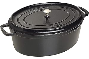 STAUB Cocotte en Fonte Émaillée avec Couvercle, Tous feux dont induction, 5 à 6 personnes, Ovale, 31 cm, 5,50 L, 7 kg, Noir Mat