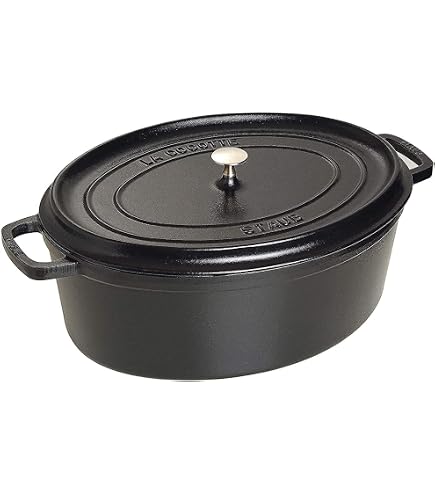 Crealys Cocotte Ovalada De Hierro Fundido 28 Cm (6.5 L) – Para Todo Tipo De Fuegos, Incluida Inducción