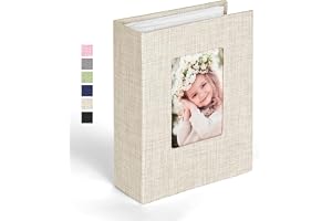 Ainiv Fotoalbum 15,2 x 10,2 cm, 100 fickor, minifotoalbum i linne med stor kapacitet, personligt omslagsfönster för bröllop