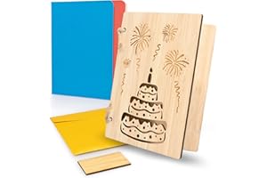 pamindo Carte en bois en bambou - Carte de voeux premium en bois - Set de cartes avec enveloppe - Idée cadeau en bois - Carte de voeux en bois A6 - Tarte