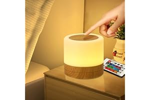‎TAIPOW Lampka Nocna dla Dziecka, Taipow Regulowana Lampki Nocnej LED z Pilotem Zdalnego Sterowania i 13 Kolorów i 3 Tryby, Dotykowa MINI Lampa Stołowa z Funkcja Timera, dla Pokoju Dziecięcego, Sypialni