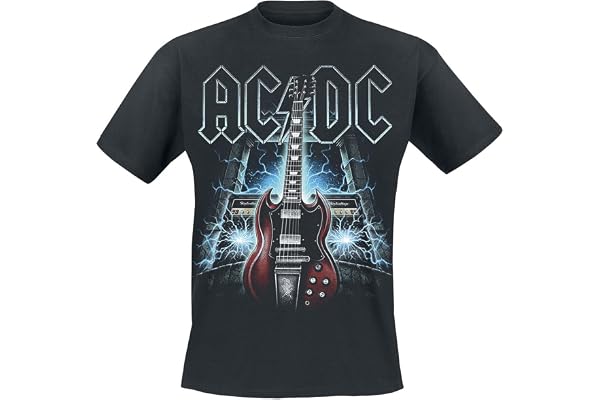 AC/DC High Voltage Guitar Homme T-Shirt Manches Courtes Noir Regular/Coupe Standard