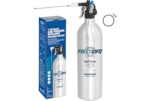FIRSTINFO TOOLS FIT YOUR NEEDS FIRSTINFO A1638L Patented Refillable Brake Cleaner Spray Bottle, 1000ml Aluminum Pressure Sprayer, Max Pressure 140psi, Thickened Reusable Aerosol Can, W/Two-Way Nozzle
