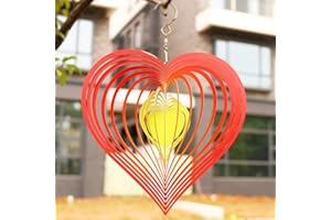 Adove Stainless Steel Garden Wind Spinner Hanging Kinetic Wind Sculpture Garden Decor For Indoor Outdoor (Redyellow)