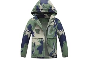 BuyiRen Boys Girls Windbreakers Jacket Rain Jackets Hooded Raincoat Fleece Lined Rain Coats for Kids, 5-16 Years