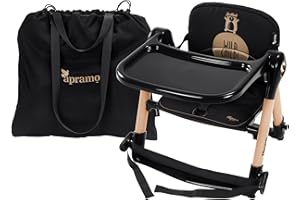 APRAMO FLIPPA Sitzerhöhung Faltbarer Kindersitz mit Tablett, Tragbarer Reise Hochstuhl mit Tasche und Polster, Essen Kinderstuhl(Magisches Gold)