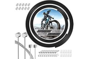 TAPKUA Universale Cavo Bicicletta Set di Ricambio,Set di 2 Cavo Freno e 2 Cavo Leva Cambio,Con Guaina Cavo e Cappellini End Crimps,per Mountain Bike e Bici Comune