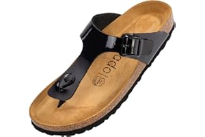 Palado Pantoletten Damen Kos - elegante Zehentrenner Made in Spain - bequeme Sandalen mit Kork-Fußbett - modische Sommerschuhe