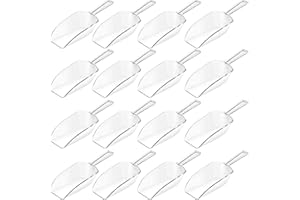 Hestya 16 Pcs Multi-Purpose Clear Plastic Scoops for Candy Buffet, Ice, Food, Popcorn, Protein Powders, Ice Cream, Coffee, Tea Jar (4.3 Inch)
