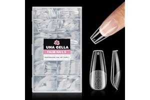 UNA GELLA Capsule Americaine Ongles Ballerine, 216 Pièces 12 Tailles Faux Ongles Gel Souple Préalimées Coffin Full Cover Capsule Américaine pour Extension Ongle, Press On pour Manucure DIY